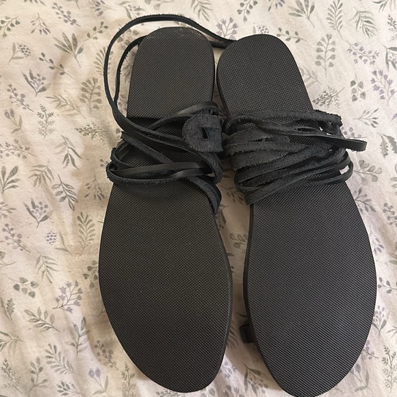 Etsy Greek Made Athena Leather Sandals Made in Greece Size 9 Black - Picture 4 of 10